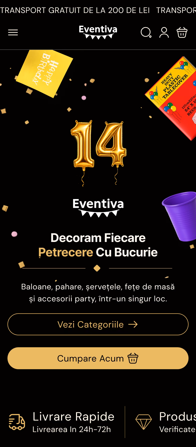 Eventiva — homepage pe mobil